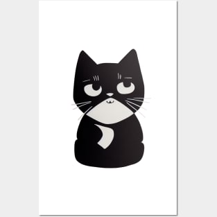 Cheeky Cute Adorable Black Kitty Cat Posters and Art